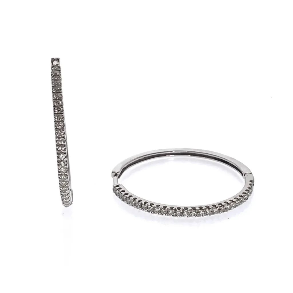 Round Hoop Rita Earrings in 18ct White Gold