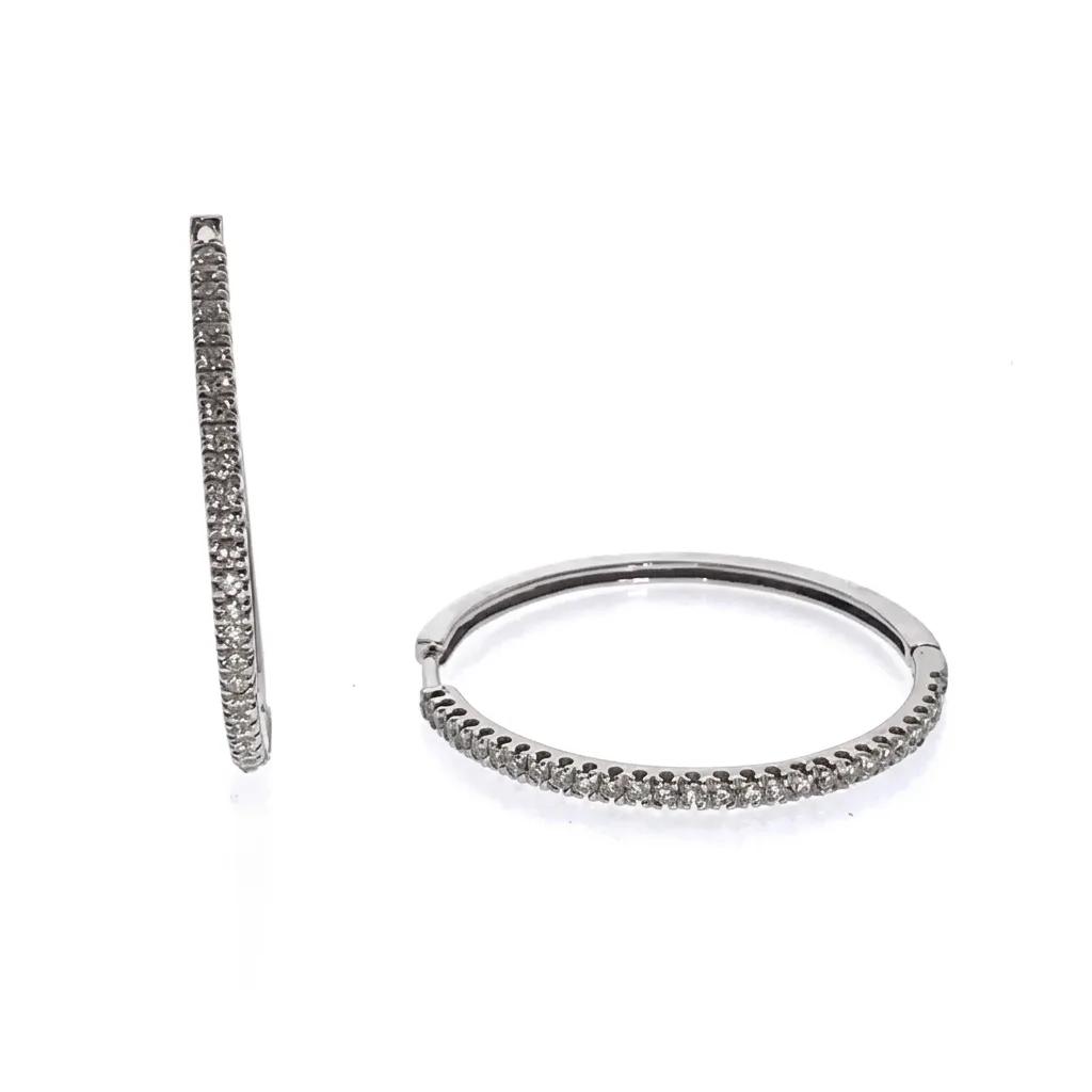 Round Hoop Rita Earrings in 18ct White Gold