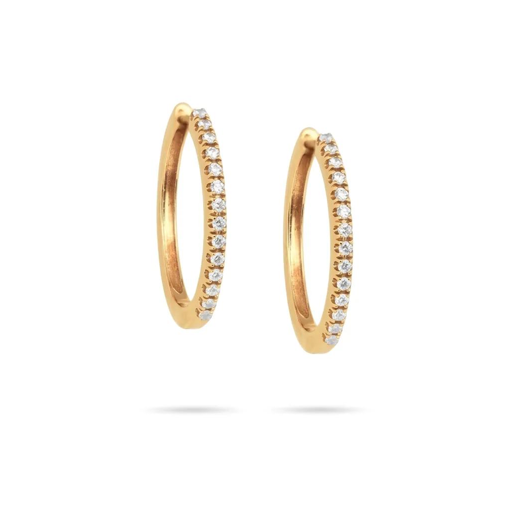 Oval Hoop Earrings in 18ct Yellow Gold with Diamonds
