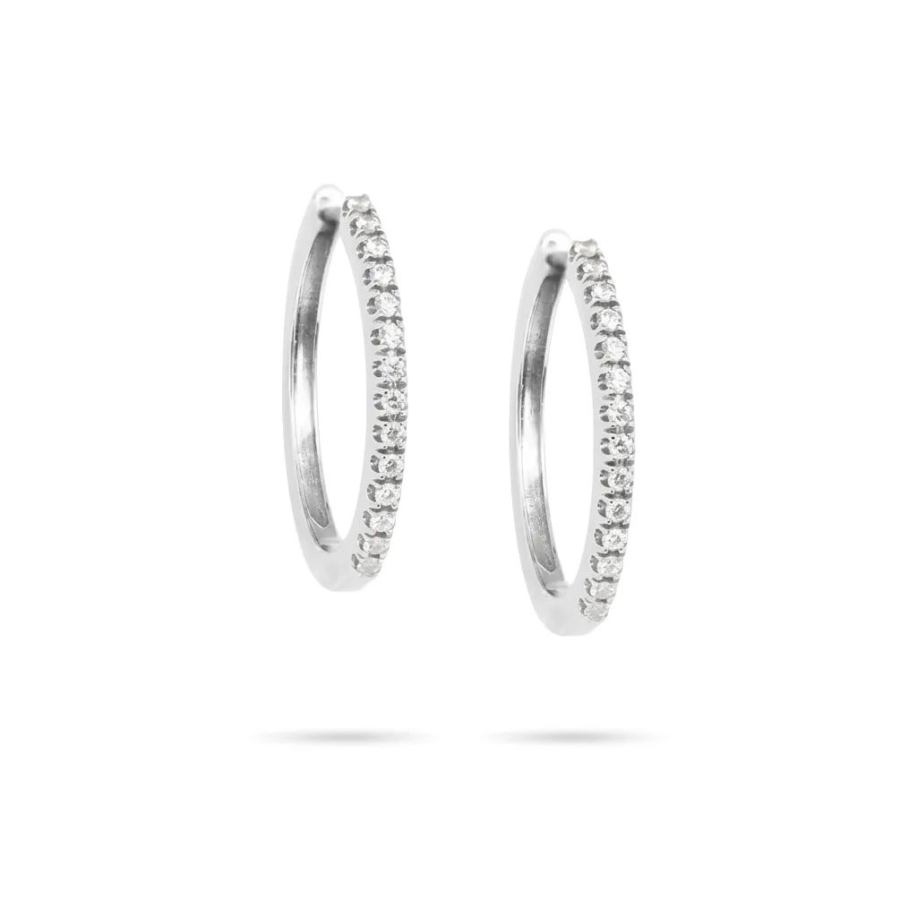 Oval Hoop Earrings in 18ct White Gold with Diamonds