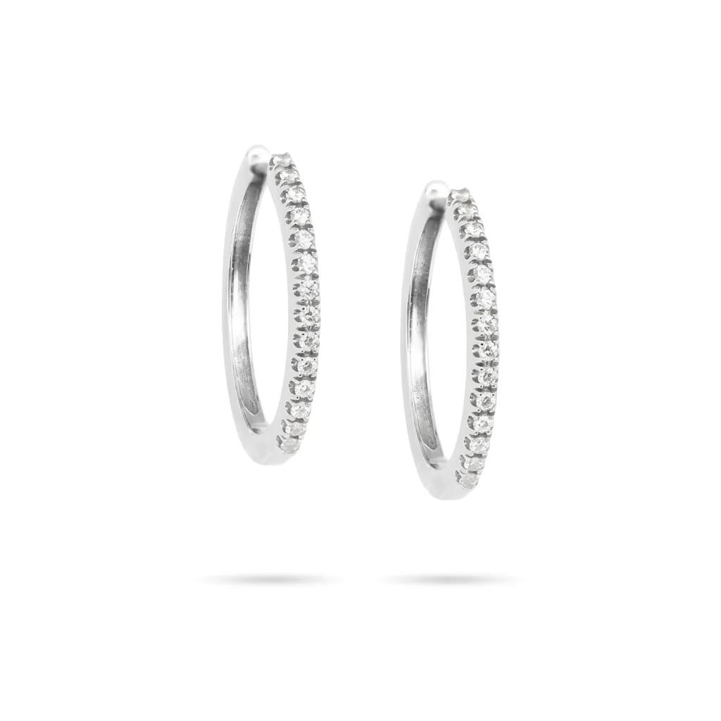 Oval Hoop Earrings in 18ct White Gold with Diamonds