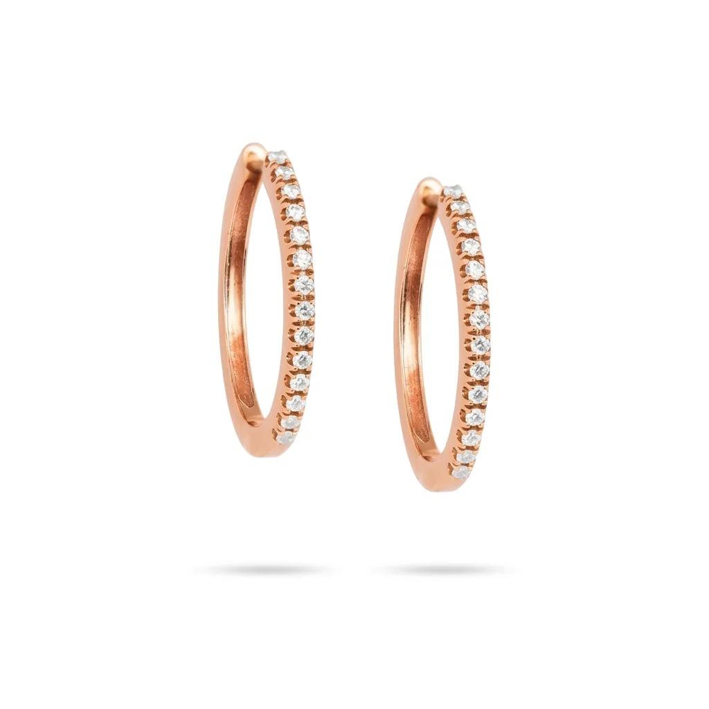 Oval Hoop Earrings in 18ct Rose Gold with Diamonds
