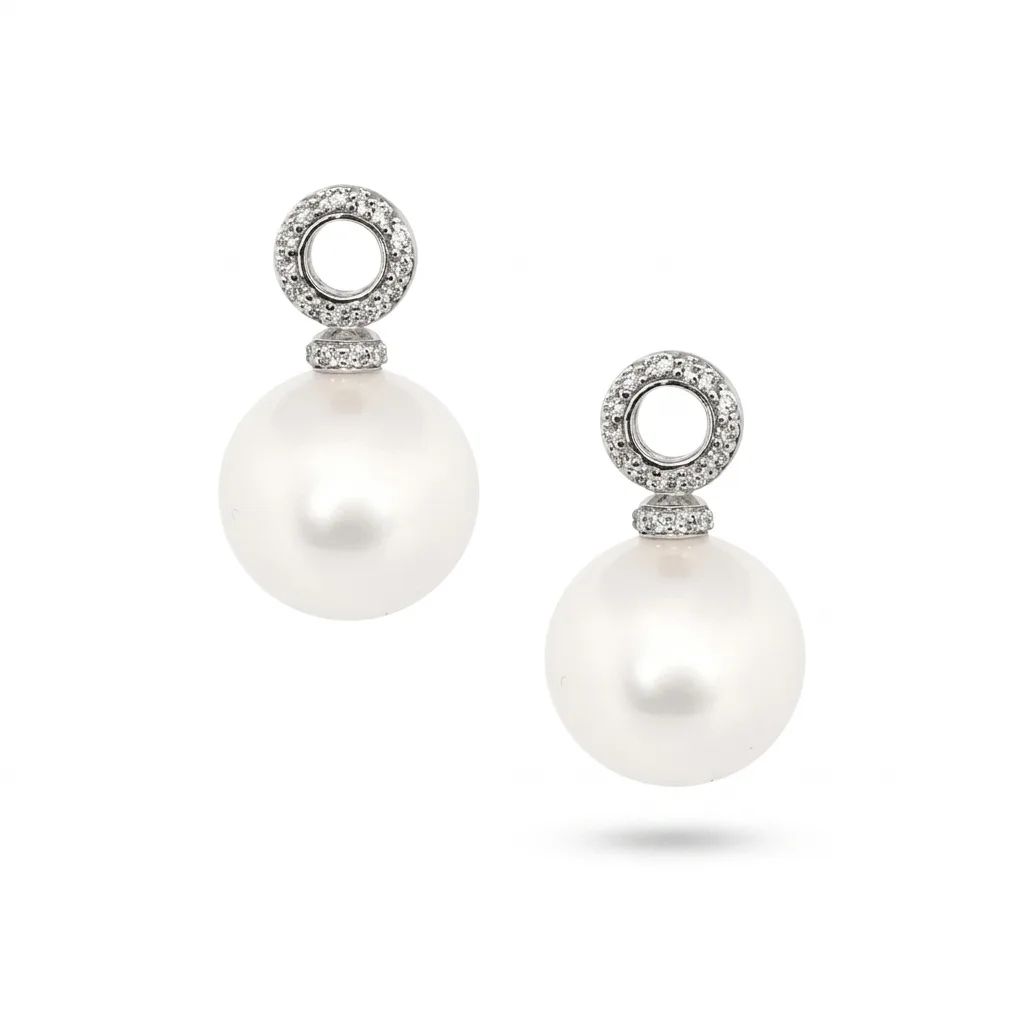 Broome Pearl & Diamond Earring Sliders in 18ct White Gold