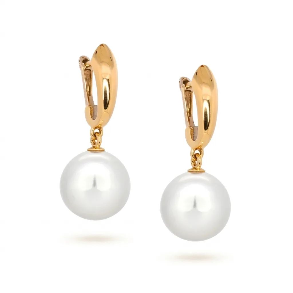 Pearl Earrings in 18ct Yellow Gold, Polished Bail