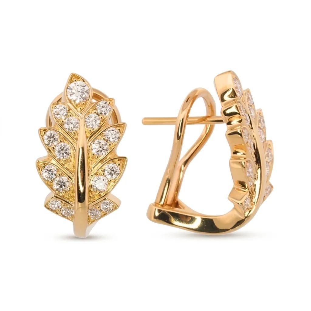 Leaf Clip-back Stud Earrings in 18ct Yellow Gold