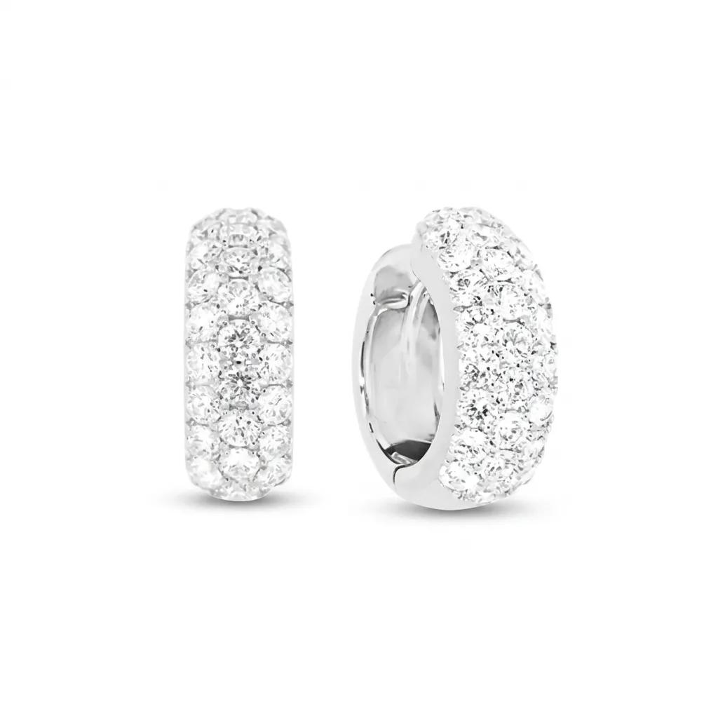 Pave Three Row Huggie Earrings in 950 Platinum