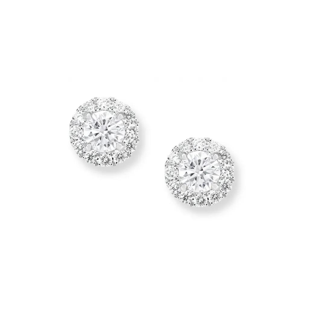 Halo Diamond Earrings in 950 Platinum