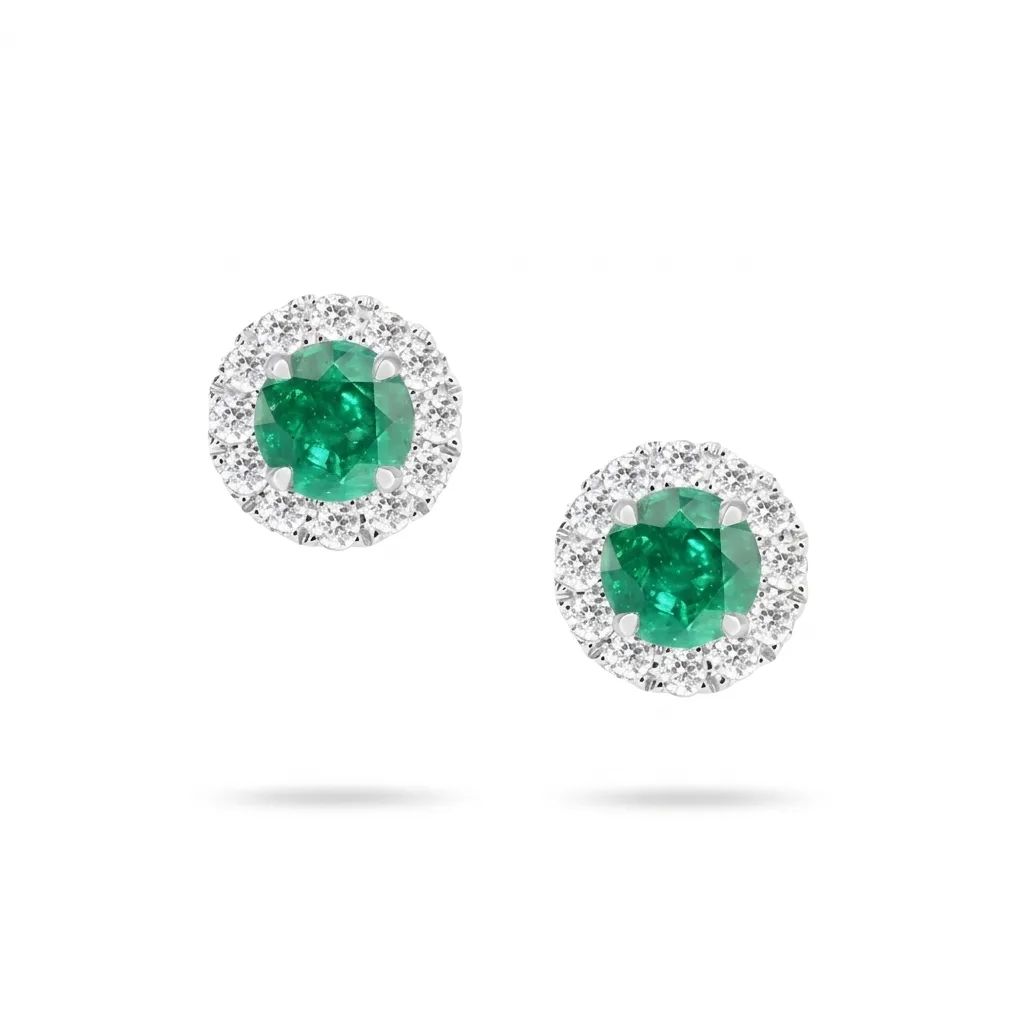 Emerald & Diamond Earrings in 950 Platinum