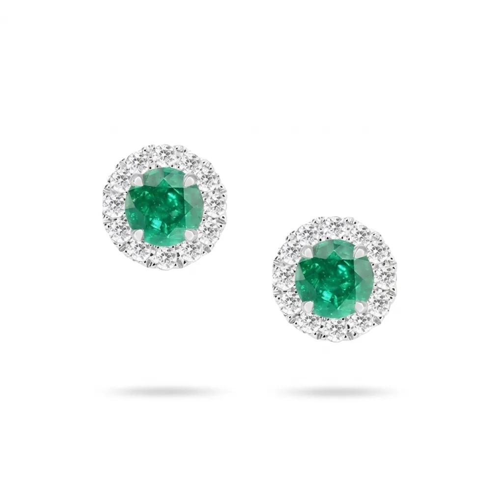 Emerald & Diamond Earrings in 950 Platinum