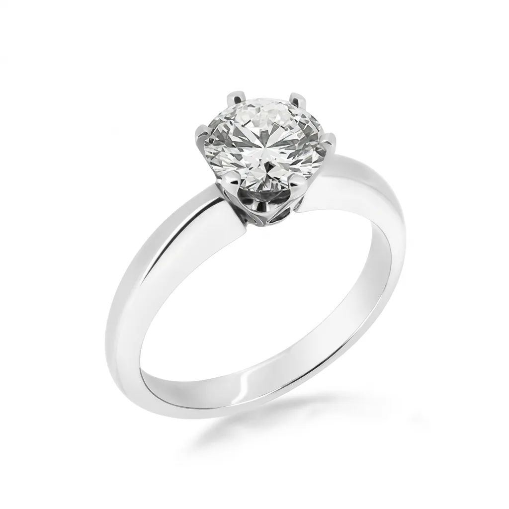 Tiffany Solitaire Claw Engagement Ring in 18ct White Gold