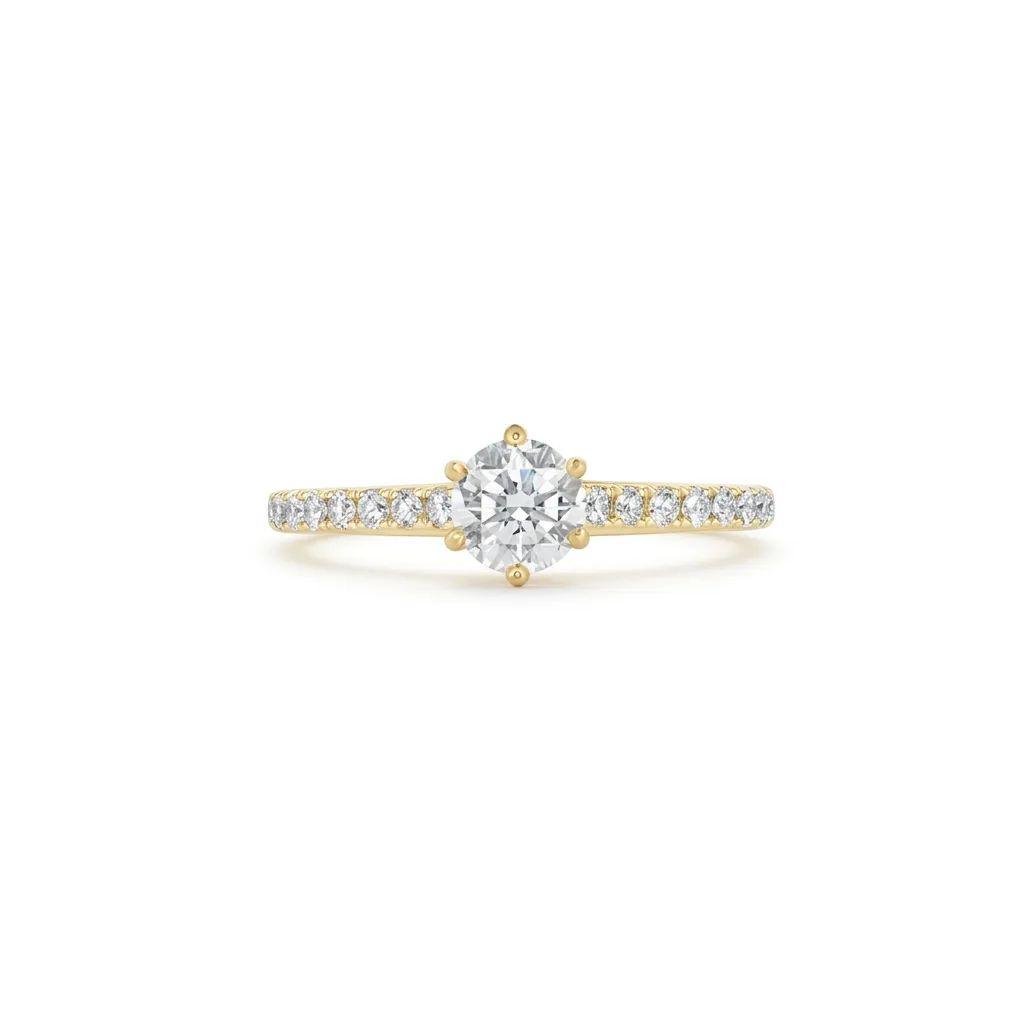 Solitaire Diamond Ring with Shank in 18ct Yellow Gold