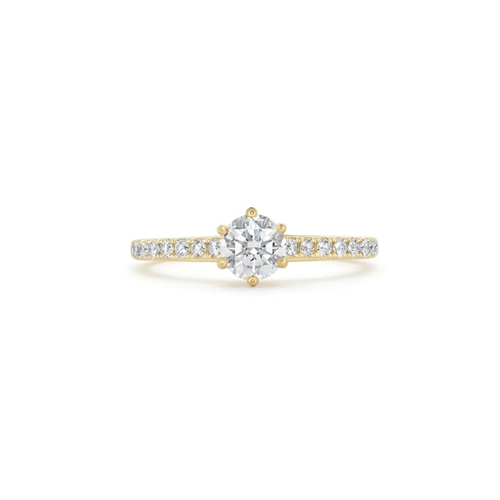 Solitaire Diamond Ring with Shank in 18ct Yellow Gold