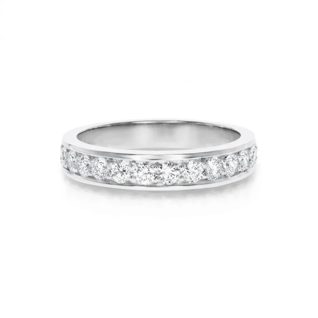 Infinity Single Row Pave Eternity Ring in 18ct White Gold
