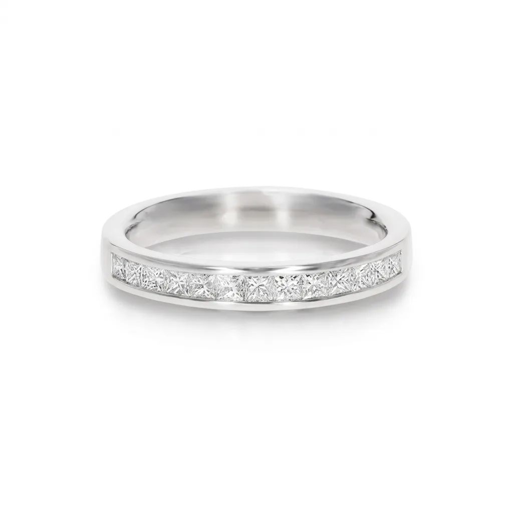 Princess Cut FGVS Channel Set Eternity Ring in 950 Platinum