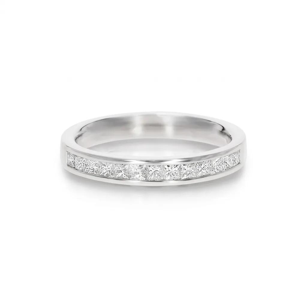 Princess Cut FGVS Channel Set Eternity Ring in 950 Platinum