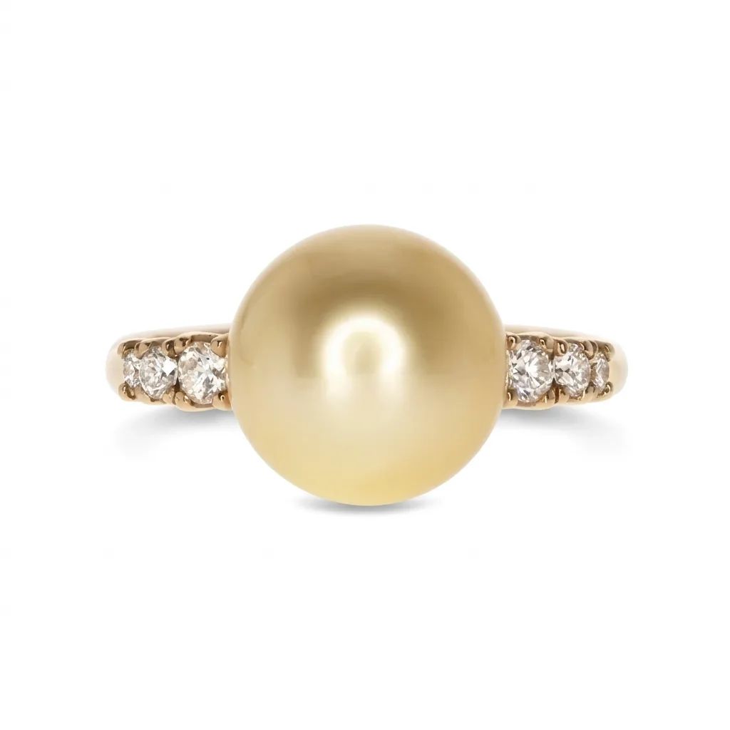 Australian South Sea Pearl & Diamond Ring in 18ct Rose Gold
