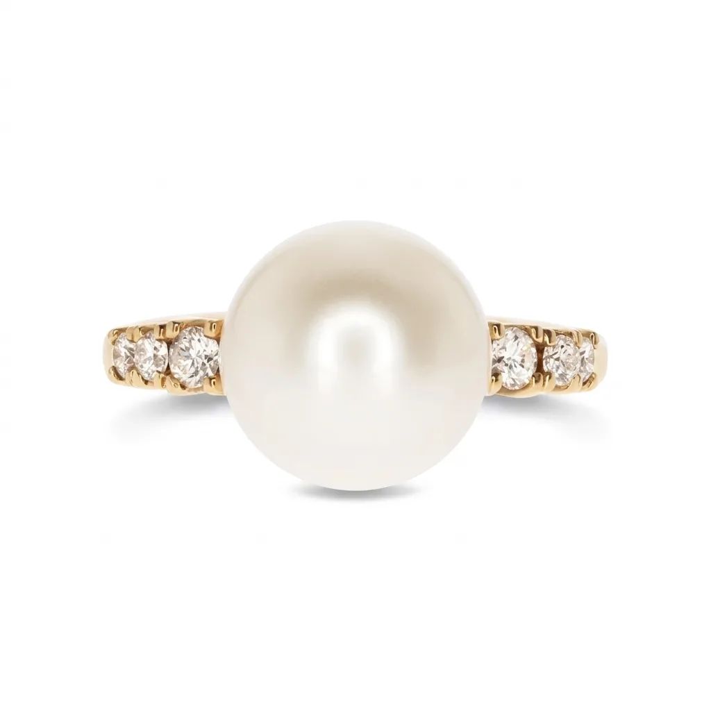 South Sea Pearl & Diamond Ring in 18ct Rose Gold