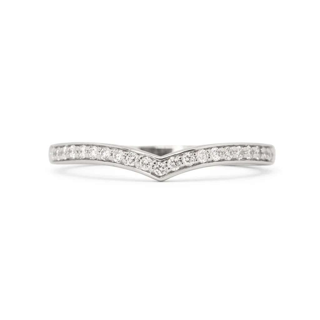Pave Diamond & Platinum Chevron Ring