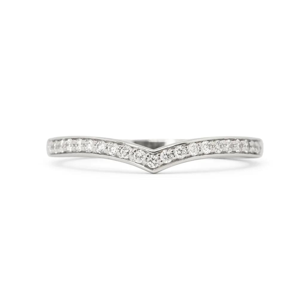 Pave Diamond & Platinum Chevron Ring