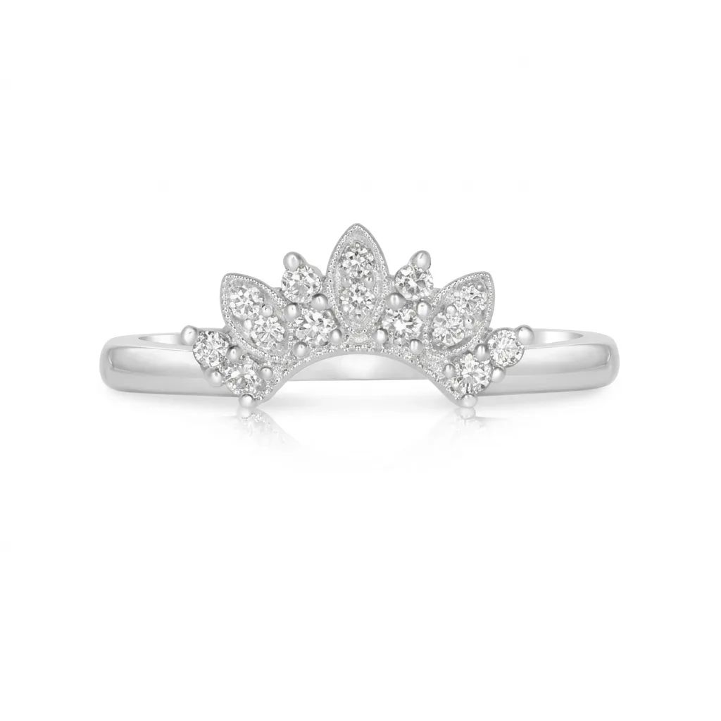 Fan Style Chevron Ring in 950 Platinum with Diamonds