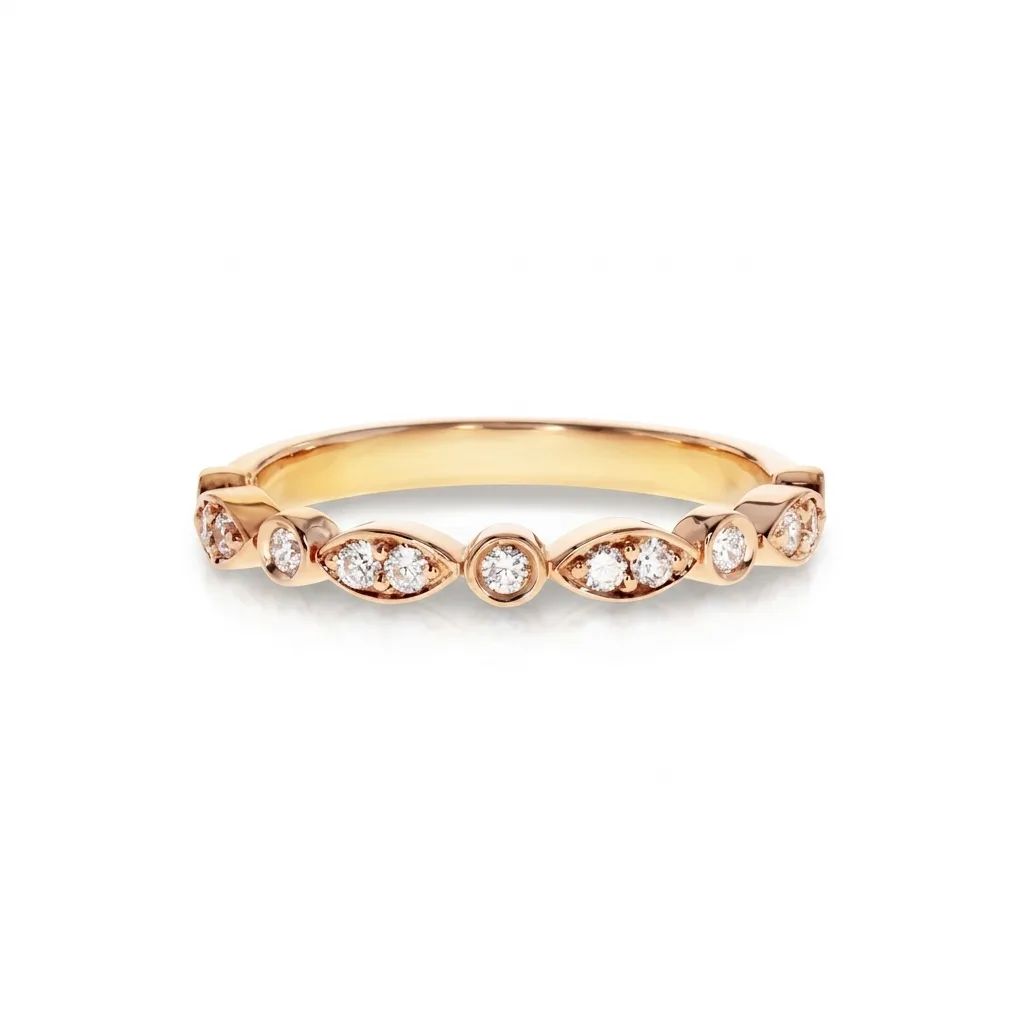 Round & Marquise Circle Set Half Eternity Ring in 18ct Rose Gold