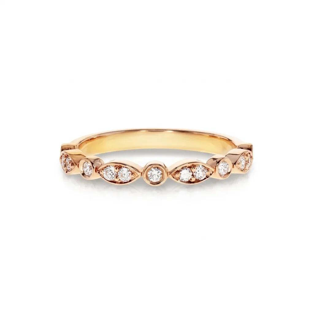 Round & Marquise Circle Set Half Eternity Ring in 18ct Rose Gold