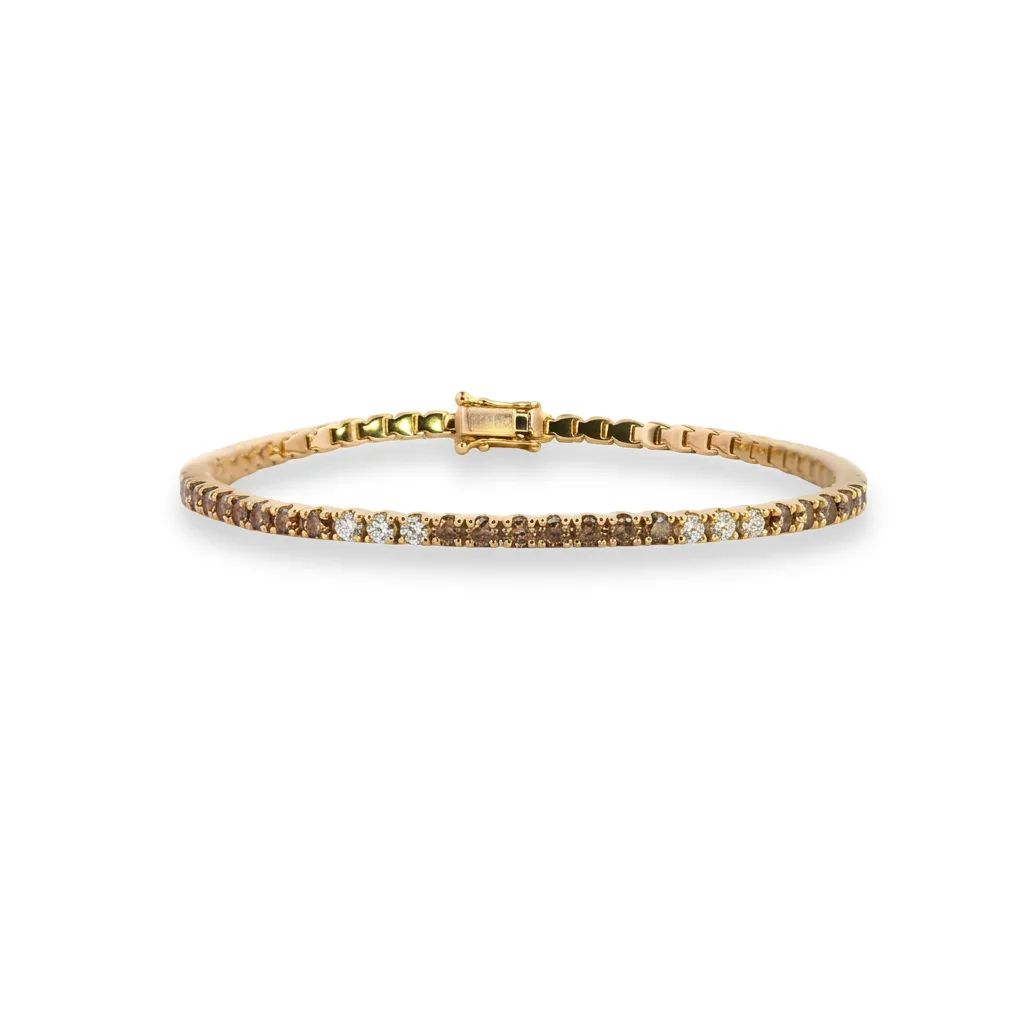Tennis Bracelet in 18ct Yellow Gold, d20, Cognac, d42