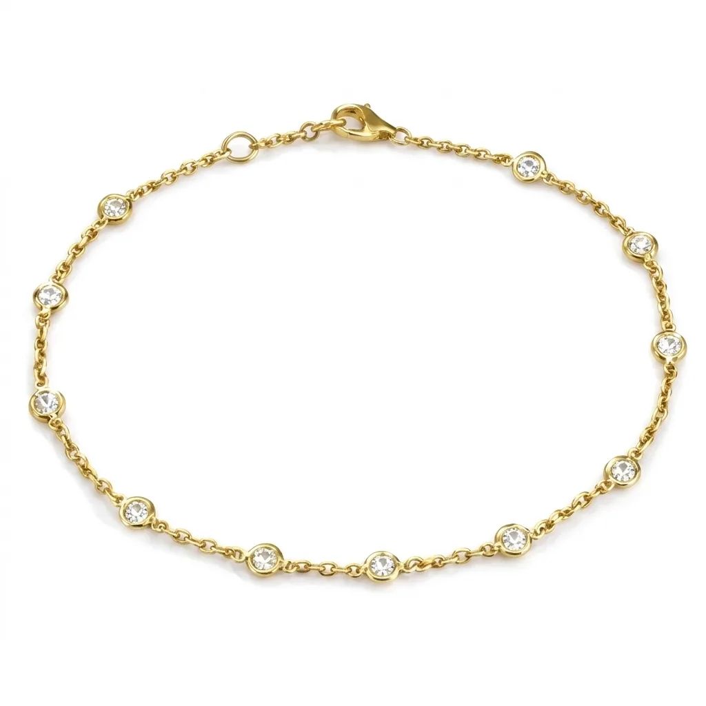 Round Bezel-Set Diamond Chain Bracelet in 18ct Yellow Gold