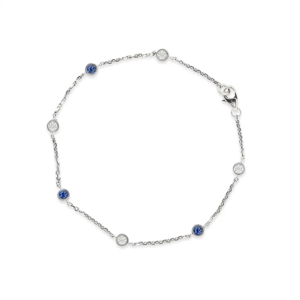 Sapphire & Diamond Bracelet in 18ct White Gold