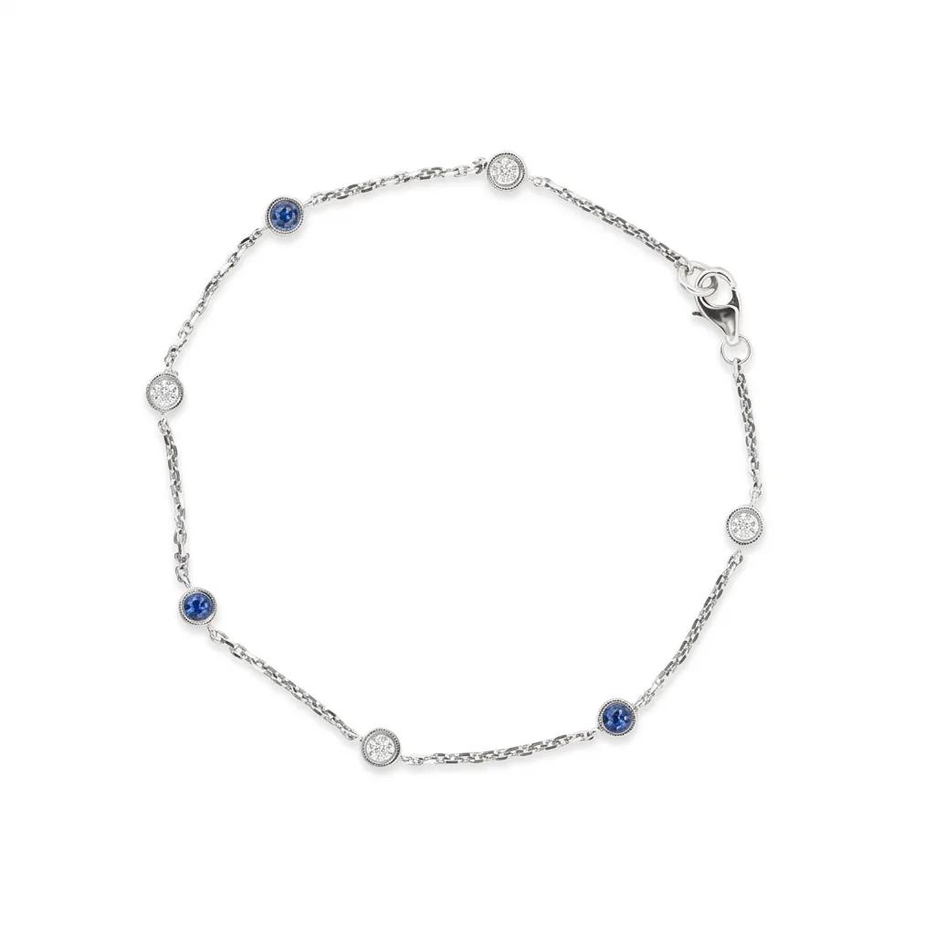 Sapphire & Diamond Bracelet in 18ct White Gold
