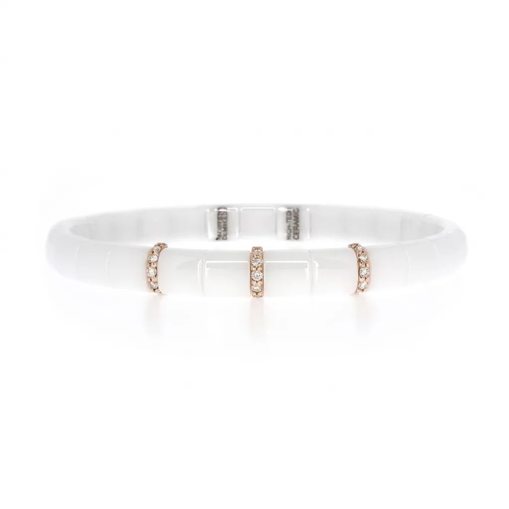 Ceramic Three Row Bracelet in 18ct White Gold