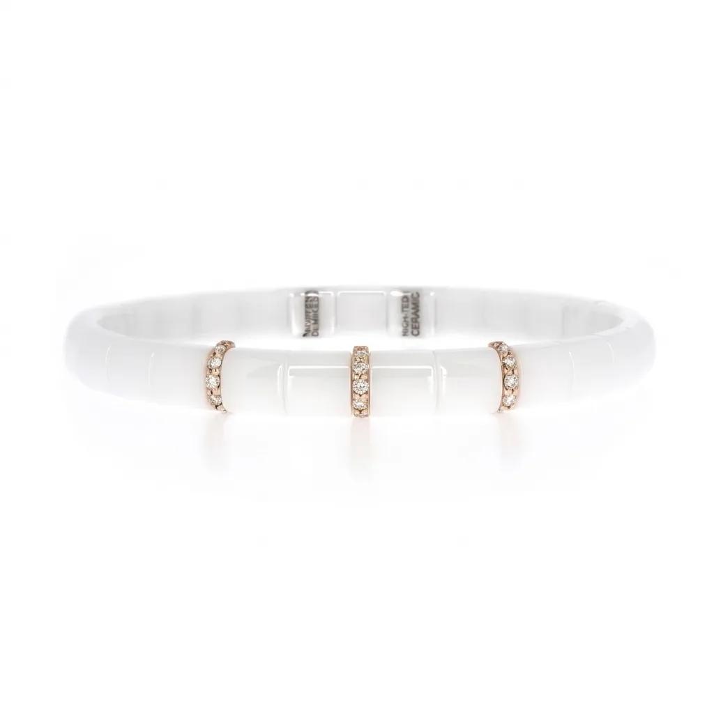 Ceramic Three Row Bracelet in 18ct White Gold