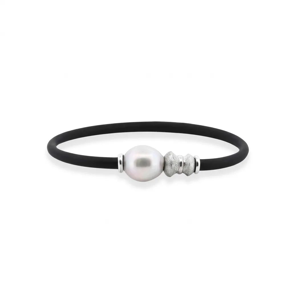 Stirling Bead Neoprene Bracelet in 9ct Gold, Oval