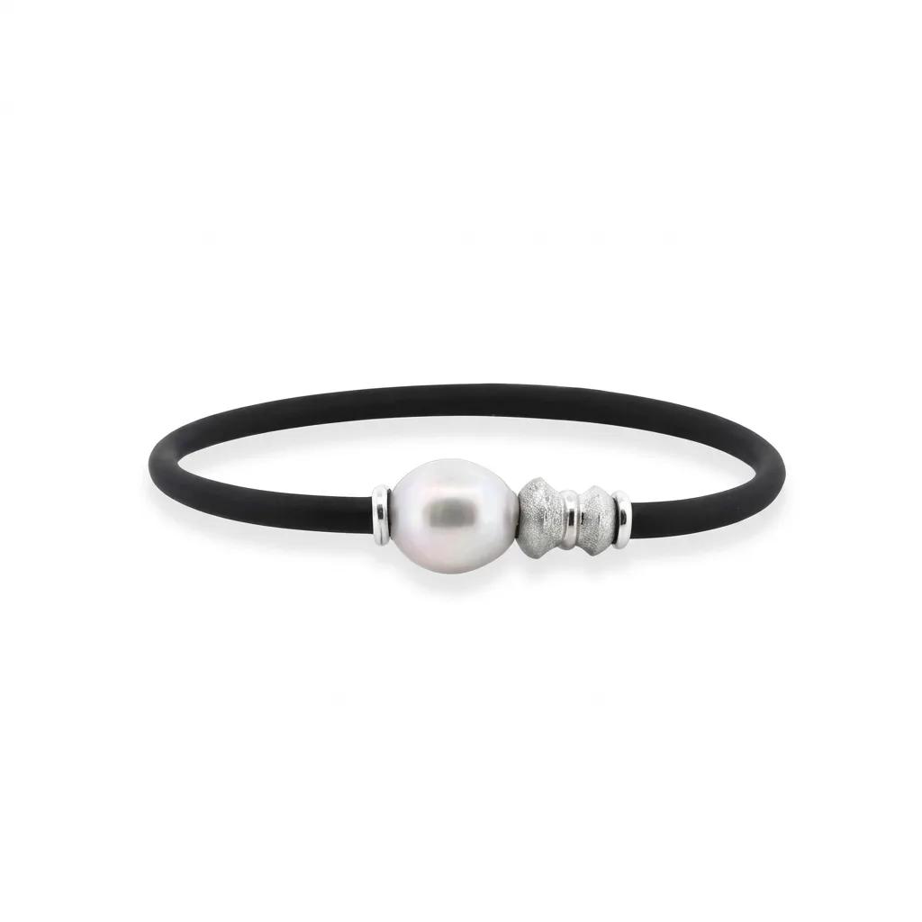 Stirling Bead Neoprene Bracelet in 9ct Gold, Oval