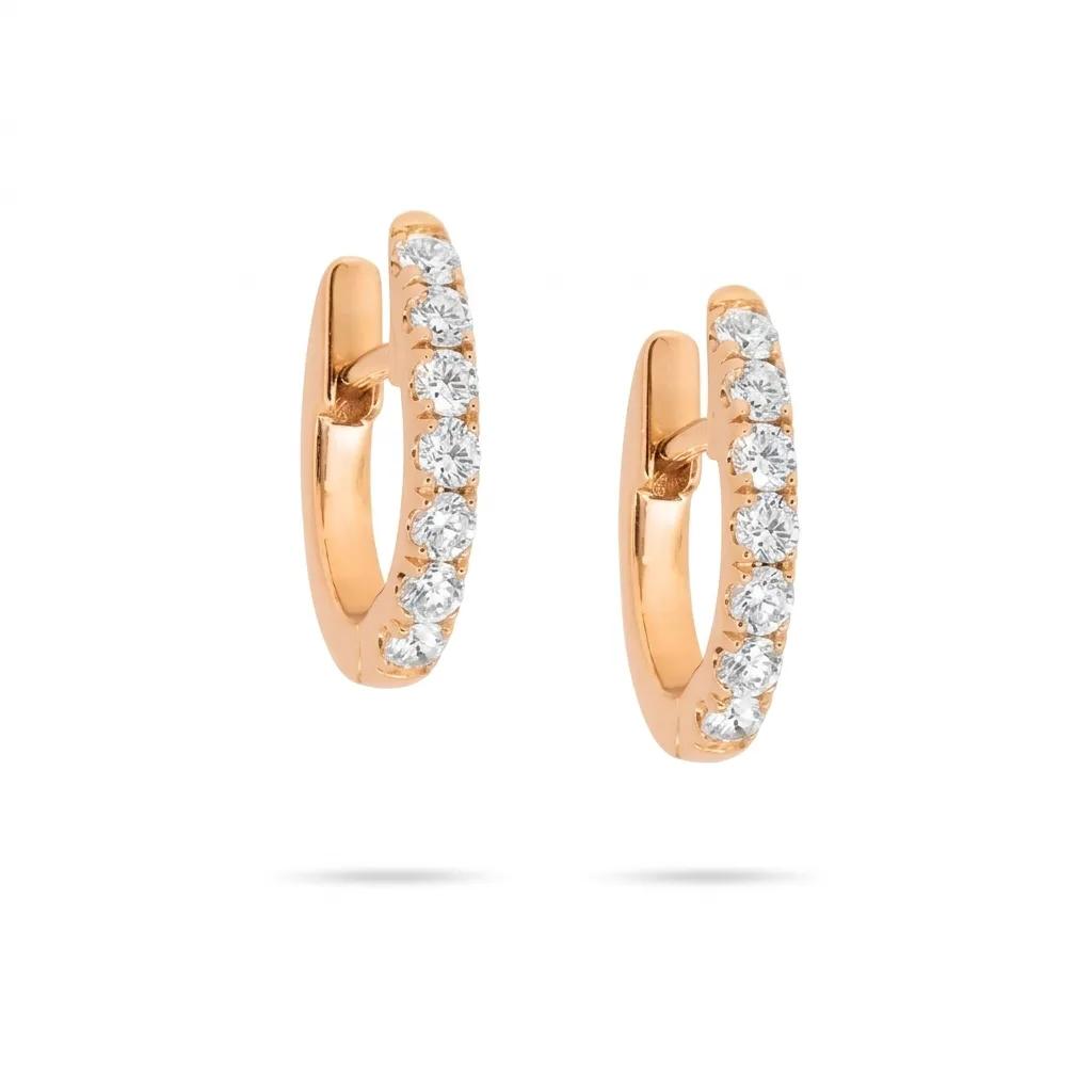 Diamond Hoop Huggie Earrings in 18ct Rose Gold