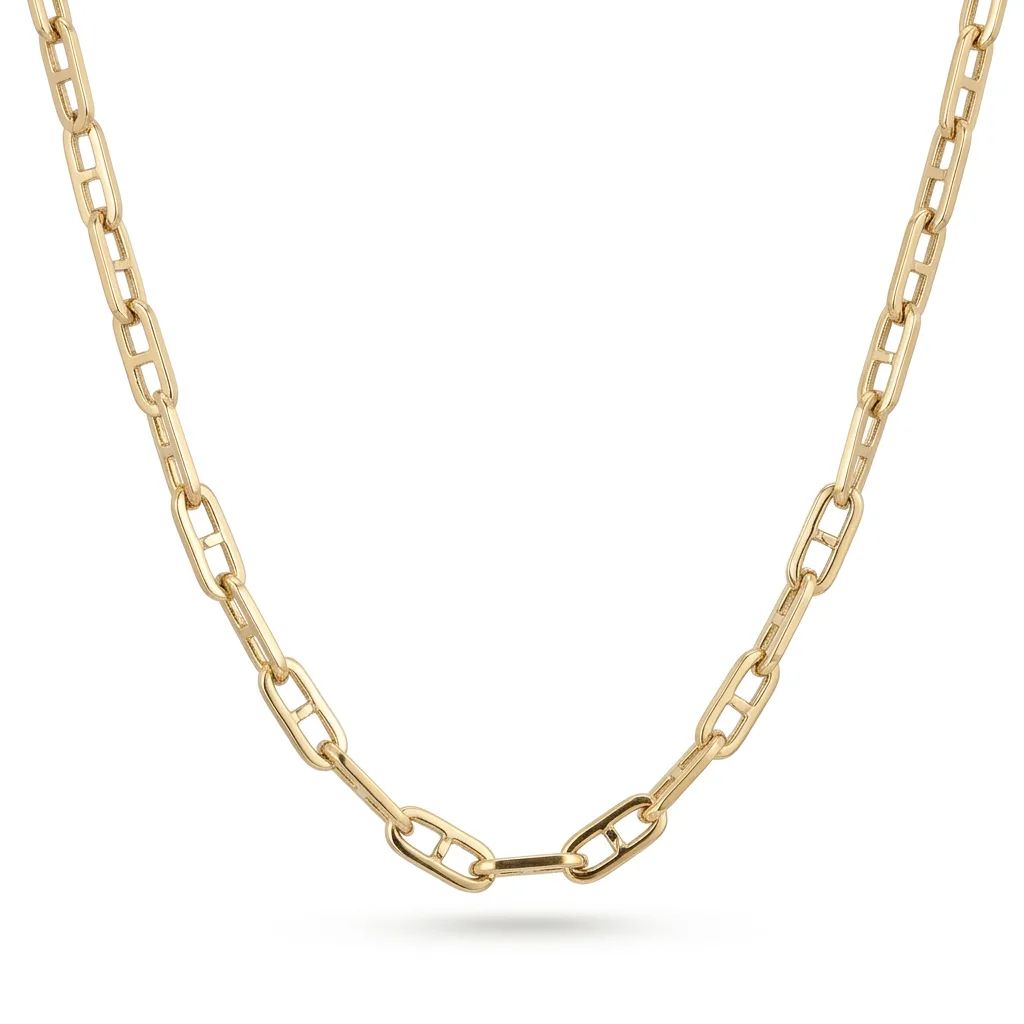 Flat Anchor Link Chain in 18ct Yellow Gold, 50cm