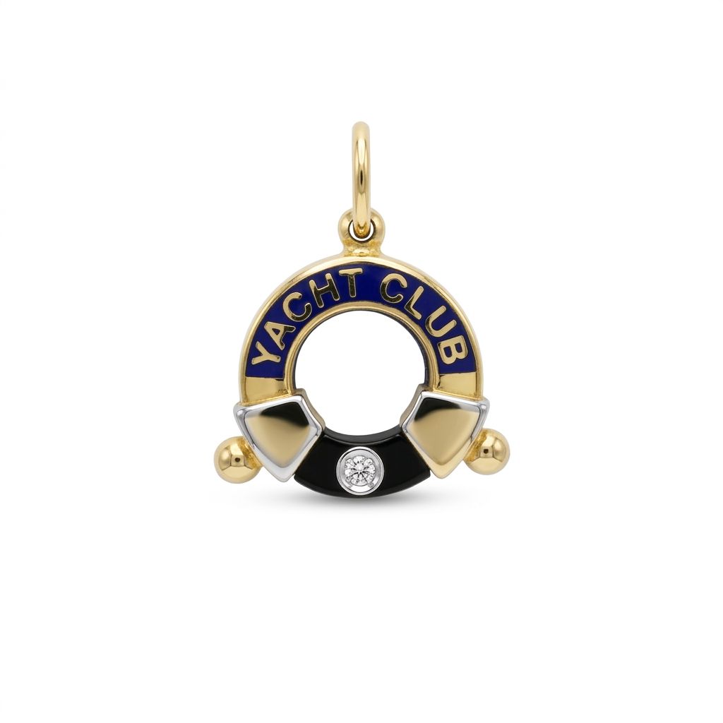 Yacht Club Blue & Black Pendant in 18ct Yellow Gold