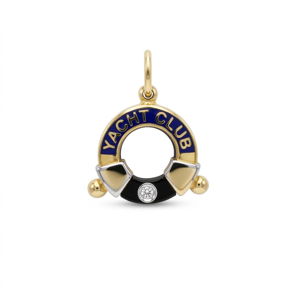 Yacht Club Blue & Black Pendant in 18ct Yellow Gold