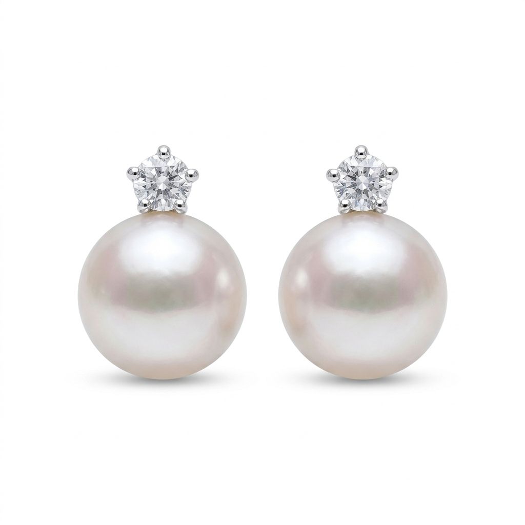 Broome Pearl & Diamond Earrings in 18ct White Gold