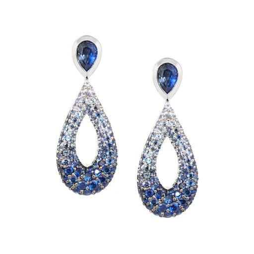 Petalo Ombre Blue Sapphire & Diamond Studs in 18ct White Gold