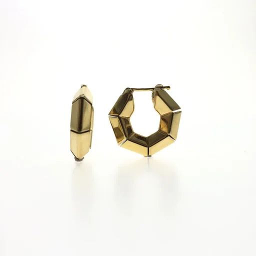 18ct Yellow Gold Hexagonal Hoop Earrings