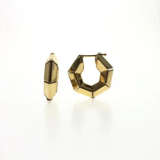 18ct Yellow Gold Hexagonal Hoop Earrings