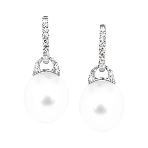 Huggie Earrings in 950 Platinum with Broome Pearl Sliders
