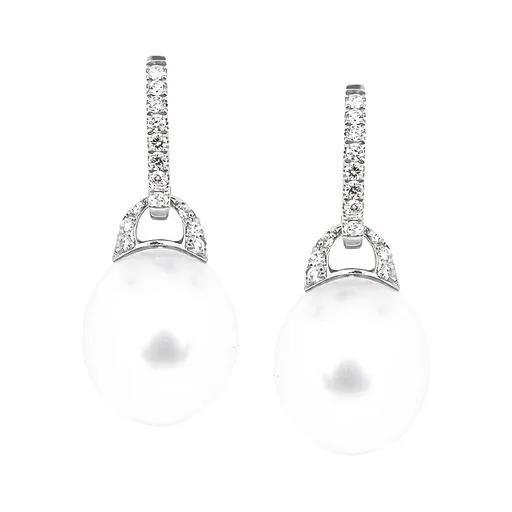 Huggie Earrings in 950 Platinum with Broome Pearl Sliders