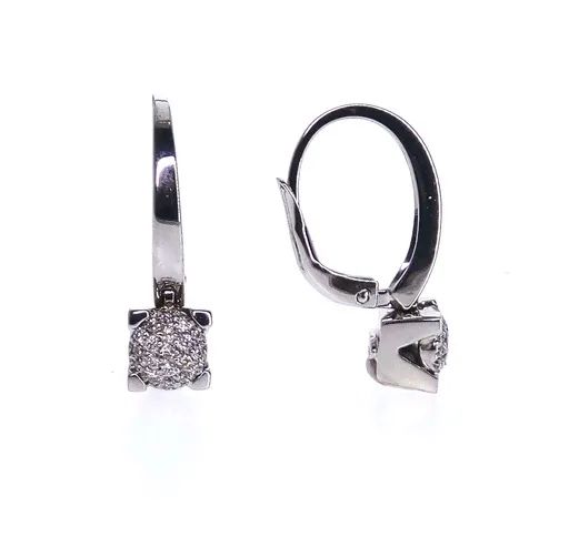 Pave Cluster Drop Earrings in 18ct White Gold