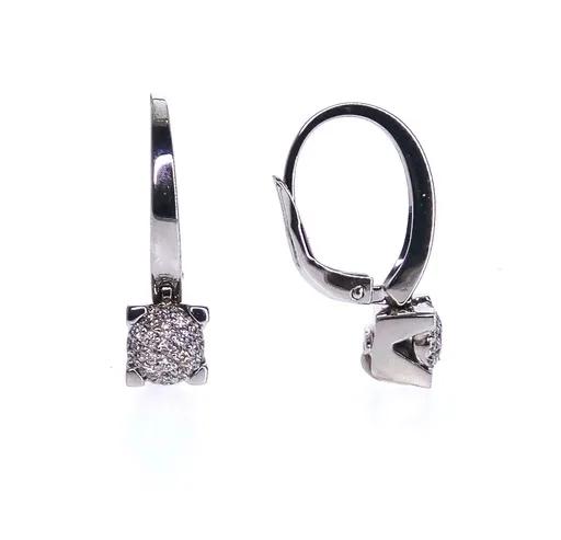 Pave Cluster Drop Earrings in 18ct White Gold