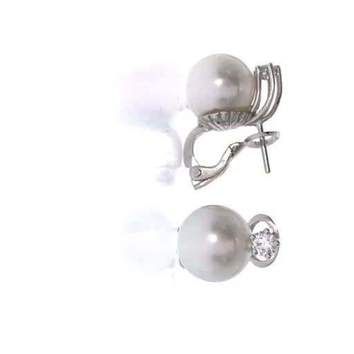 Broome Pearl & Diamond Earrings in 18k White Gold