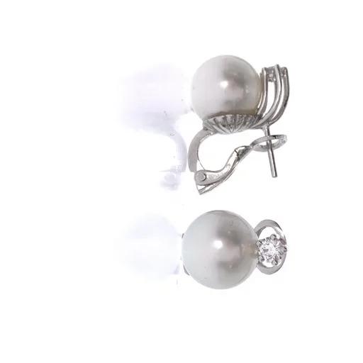 Broome Pearl & Diamond Earrings in 18k White Gold