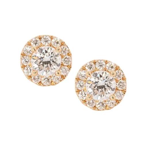 Diamond Halo Earrings in 18ct Rose Gold