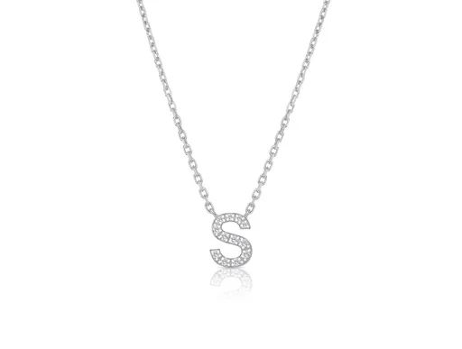 Diamond Letter S Pendant in 18ct White Gold